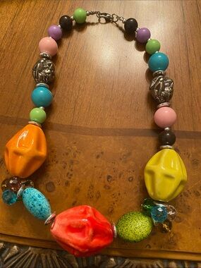 Colorful Beaded Statement Necklace - Multicolor